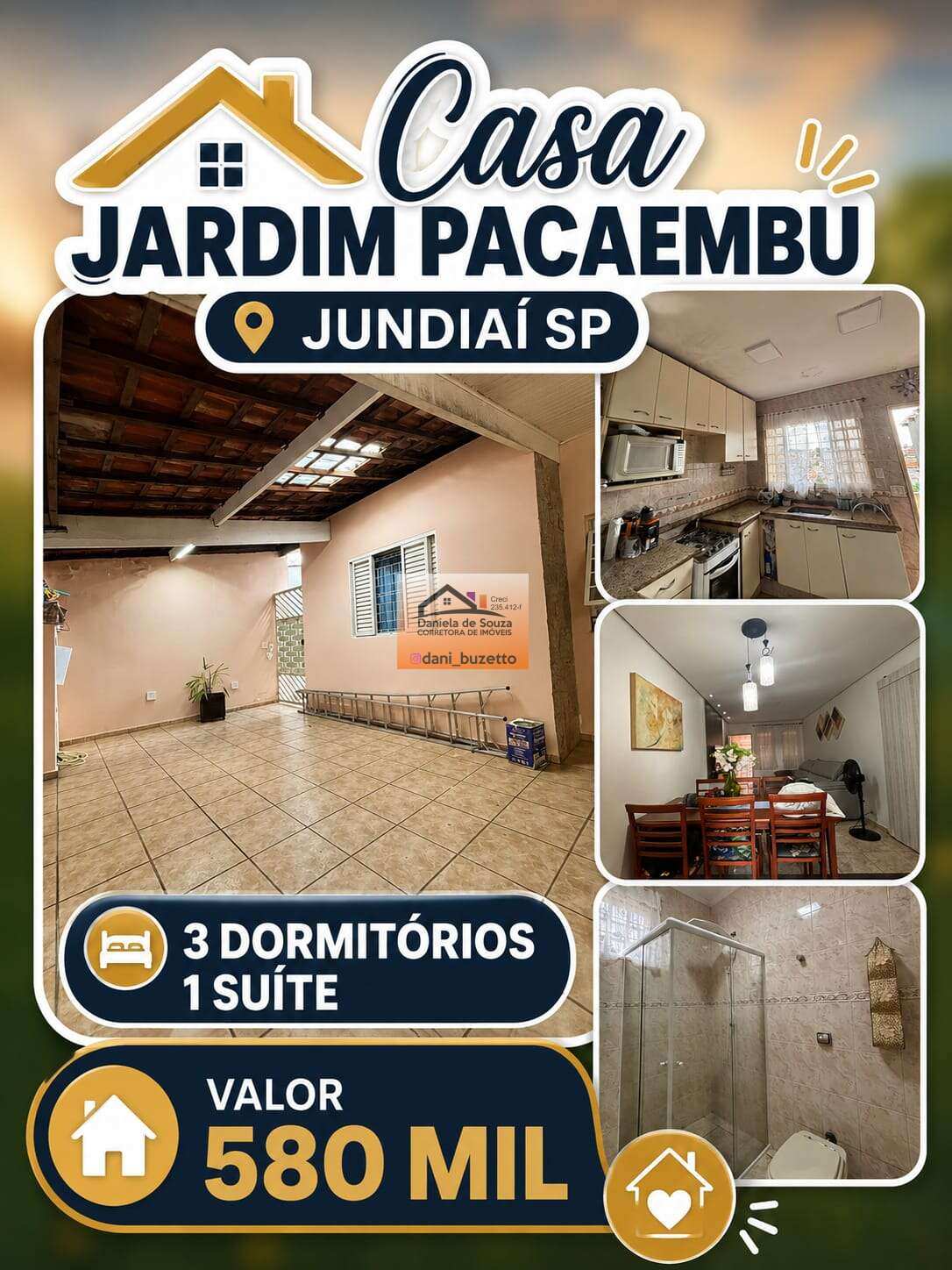 Casa à venda com 3 quartos - JARDIM PACAEMBU,Jundiaí
